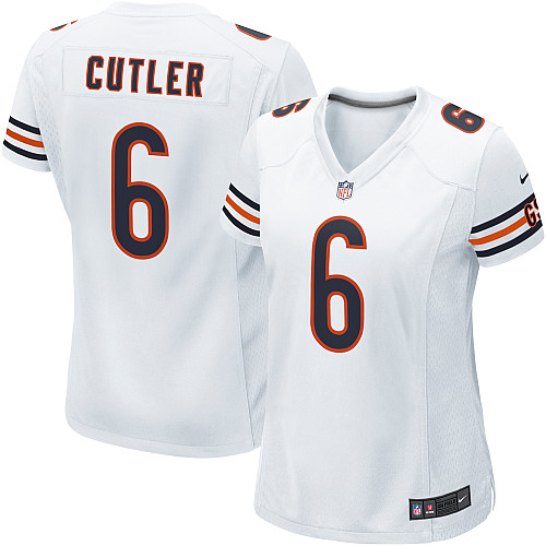 Women's Elite Jay Cutler Nike Jersey White Road - #6 NFL Chicago Bears